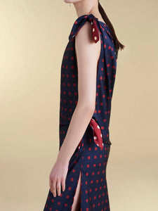 Twill Polka Dot Tabard Tie Dress - Marina Moscone