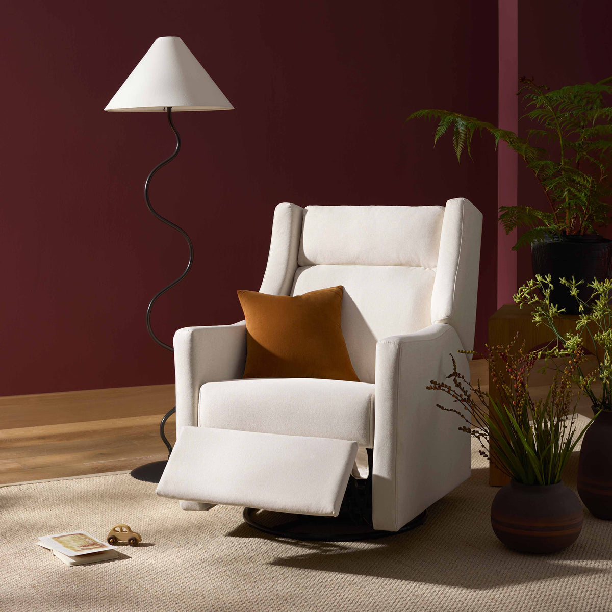 Kiwi Plus Power Recliner and Swivel Glider with Power Adjustable Headrest and USB Port in Performance Cream Eco-Weave