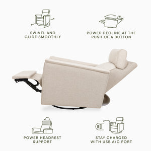 Willa Plus Power Glider Recliner w/ Power Headrest in Performance Beach Eco-Weave