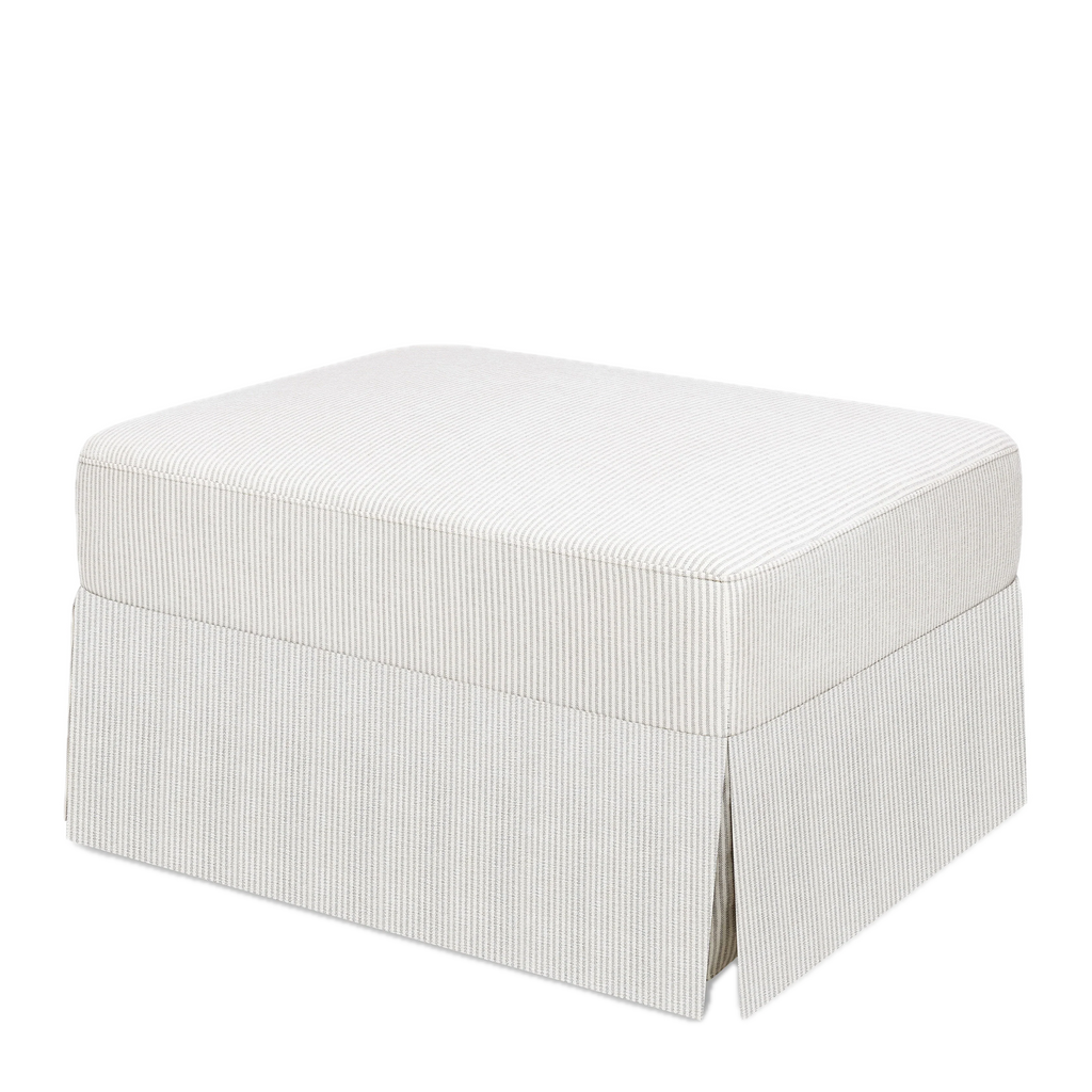 Crawford Gliding Ottoman in Fog Chatham Stripe Performance Eco-Weave
