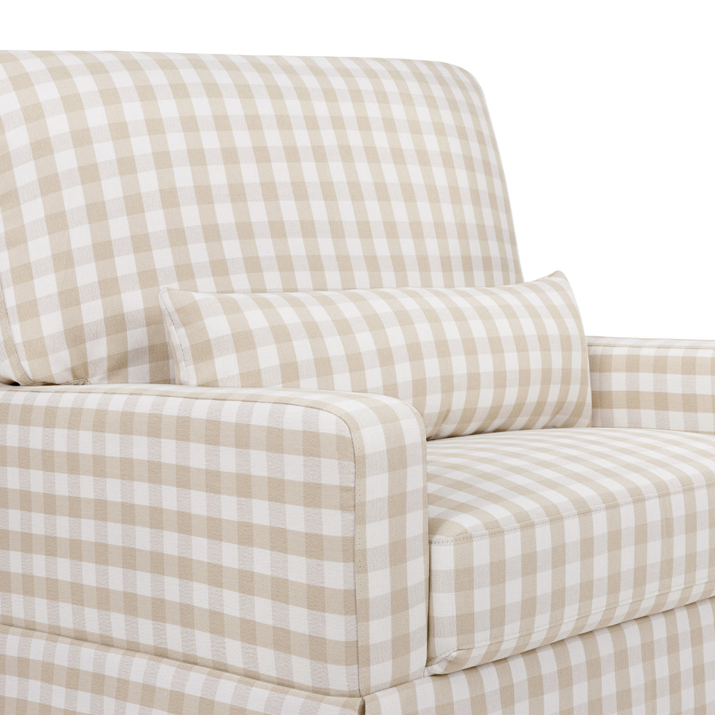 Crawford Pillowback Chair and a Half Comfort Swivel Glider in Tan Gingham