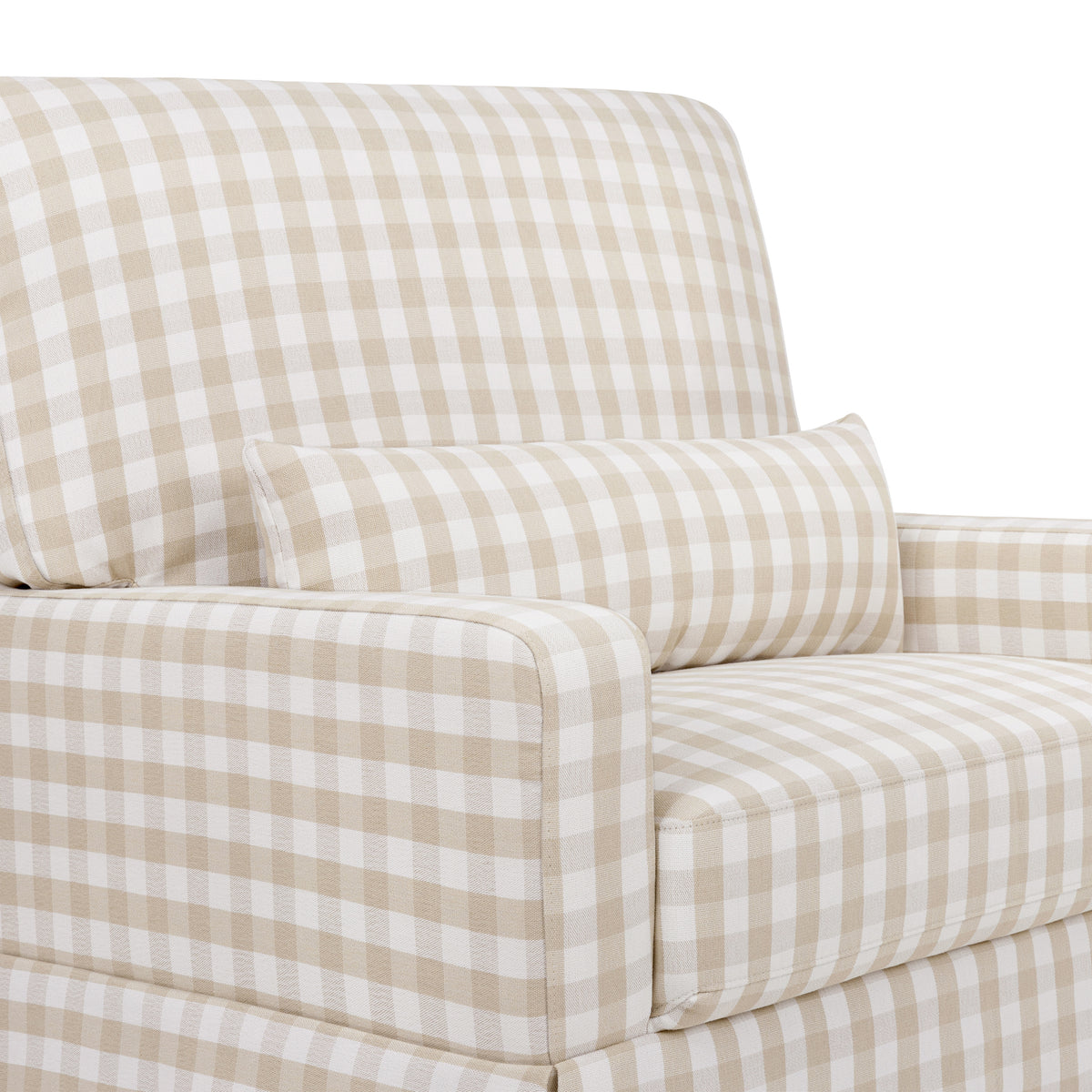 Crawford Pillowback Chair and a Half Comfort Swivel Glider in Tan Gingham
