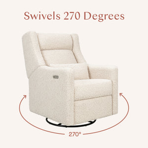 Kiwi Plus Power Recliner and Swivel Glider with Power Adjustable Headrest and USB Port in Almond Teddy Loop