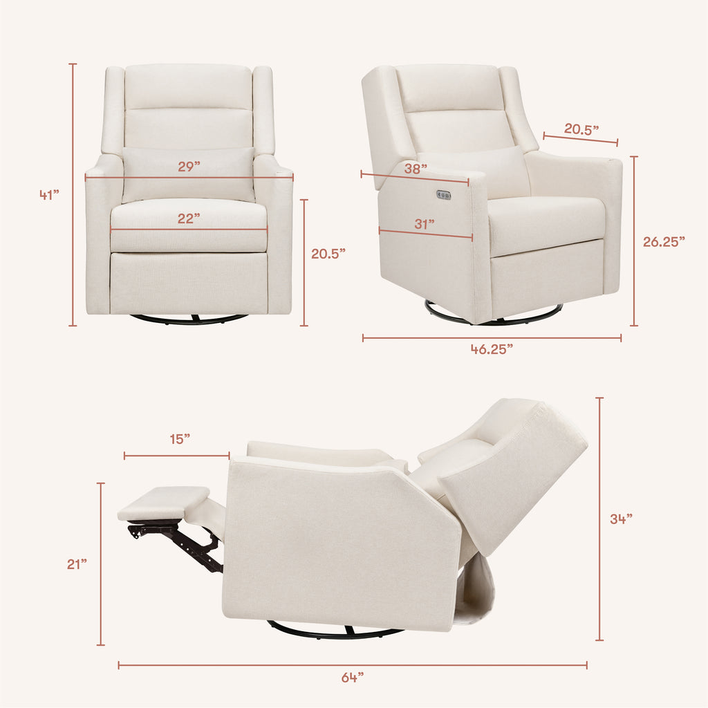 Kiwi Plus Power Recliner and Swivel Glider with Power Adjustable Headrest and USB Port in Performance Cream Eco-Weave