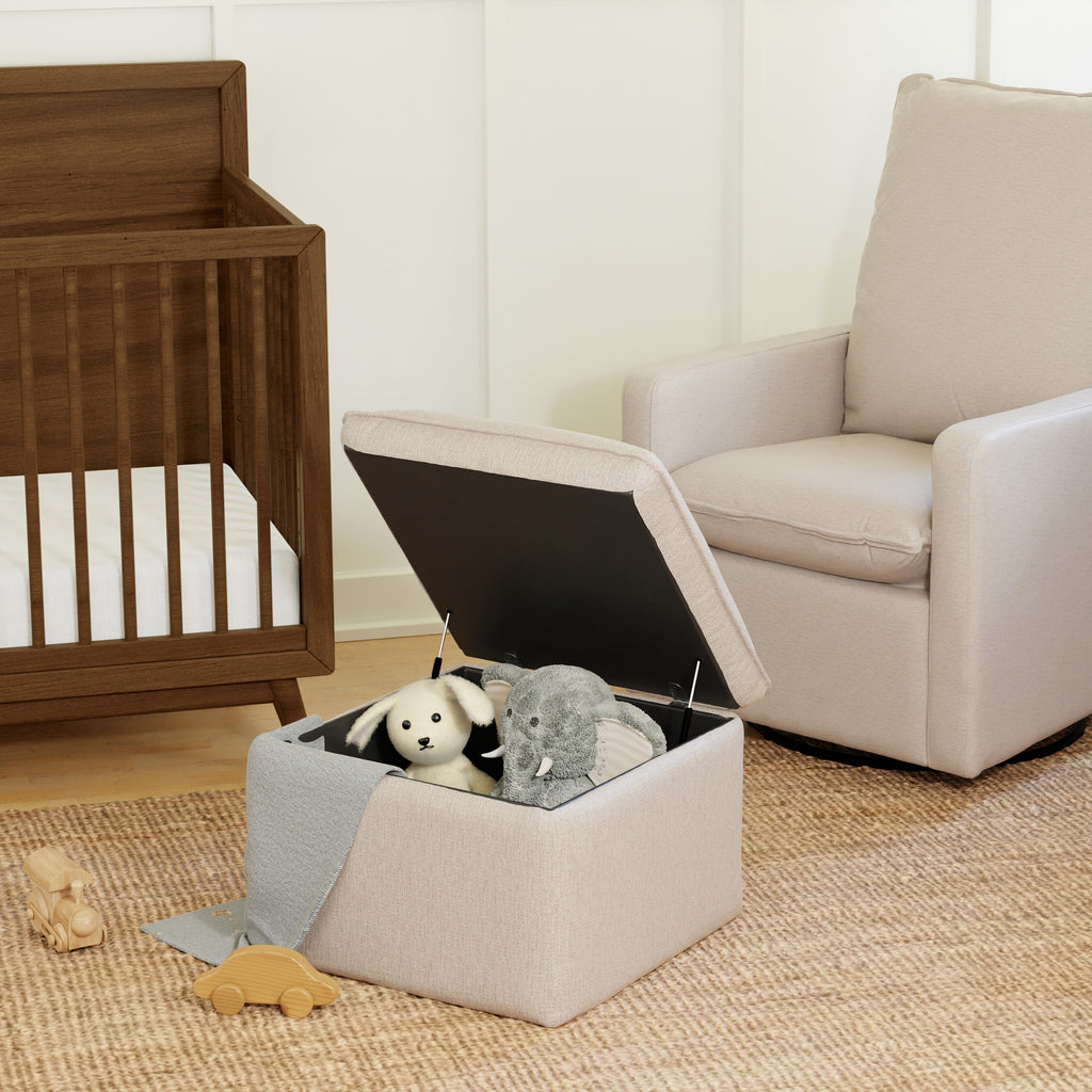 Cali Storage Ottoman in Eco-Performance Fabric | Water Repellent & Stain Resistant in Performance Beach Eco-Weave