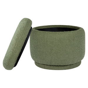 Enoki Storage Ottoman in Boucle in Olive Boucle