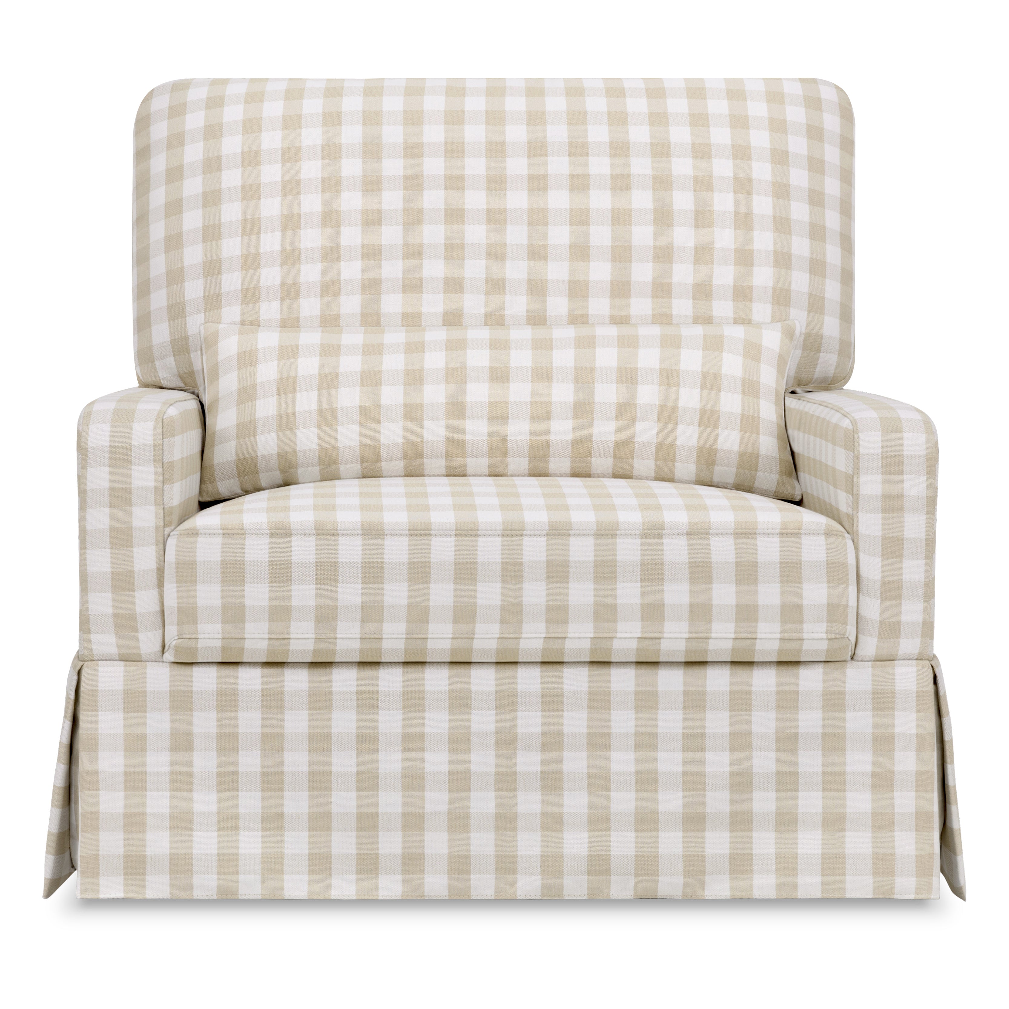 Crawford Pillowback Chair and a Half Comfort Swivel Glider in Tan Gingham