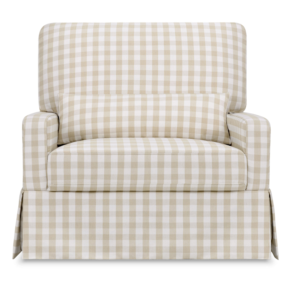 Crawford Pillowback Chair and a Half Comfort Swivel Glider in Tan Gingham