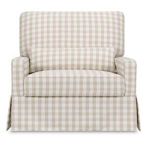 Crawford Pillowback Chair and a Half Comfort Swivel Glider in Tan Gingham