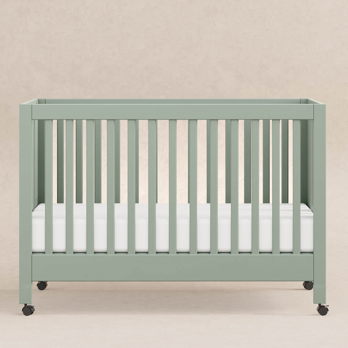 Maki Portable Folding Crib with Toddler Bed Conversion Kit in Light Sage