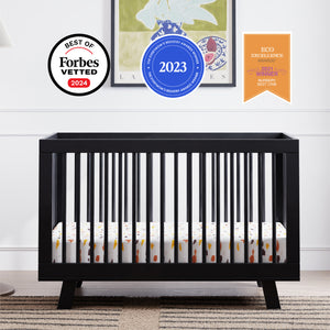 Hudson 3-in-1 Convertible Crib with Toddler Bed Conversion Kit in Black