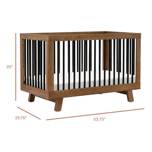 Hudson 3-in-1 Convertible Crib with Toddler Bed Conversion Kit in Natural Walnut&Black