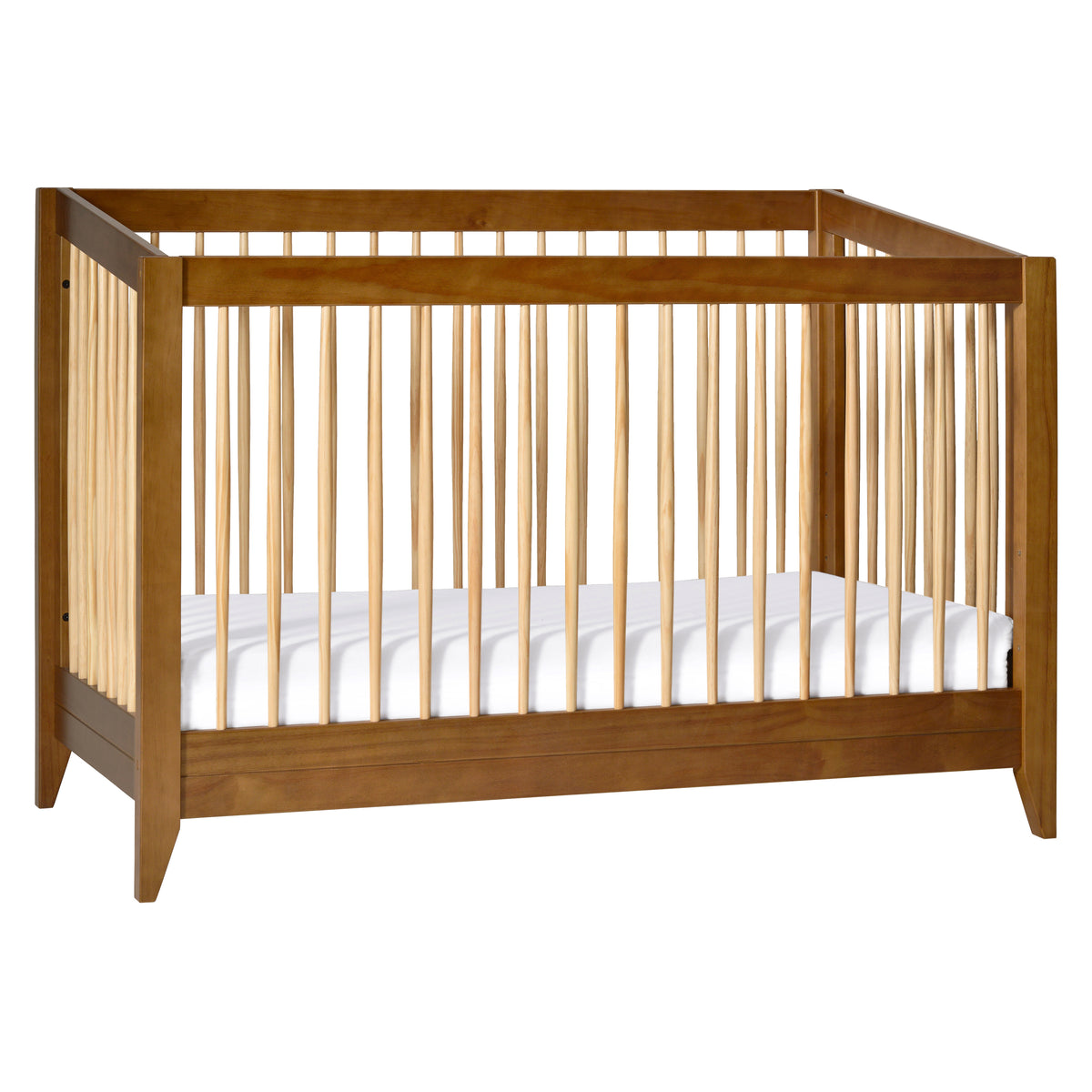 Sprout 4-in-1 Convertible Crib with Toddler Bed Conversion Kit in Chestnut & Natural