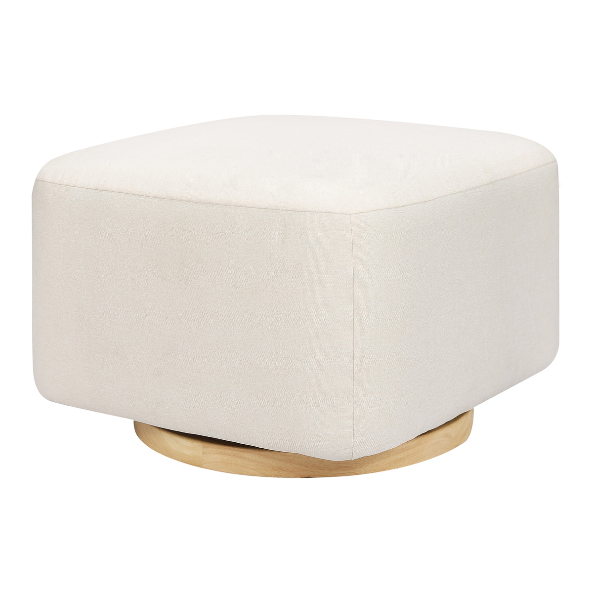 Kiwi Gliding Ottoman in Performance Cream Eco-Weave with Light Wood Base