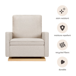 Cali Pillowback Chair and a Half Glider in Eco-Performance Fabric | Water Repellent & Stain Resistant in Performance Beach Eco-Weave with Light Wood Base