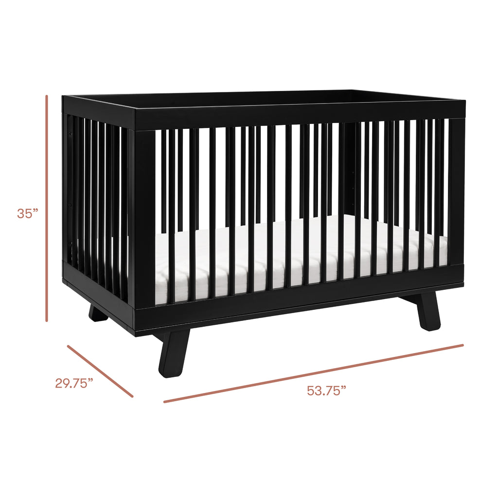 Hudson 3-in-1 Convertible Crib with Toddler Bed Conversion Kit in Black