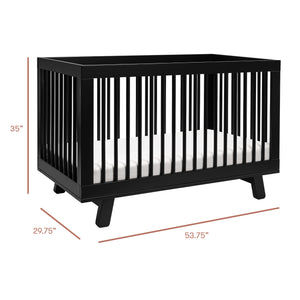 Hudson 3-in-1 Convertible Crib with Toddler Bed Conversion Kit in Black