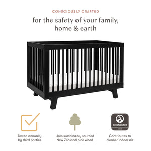 Hudson 3-in-1 Convertible Crib with Toddler Bed Conversion Kit in Black