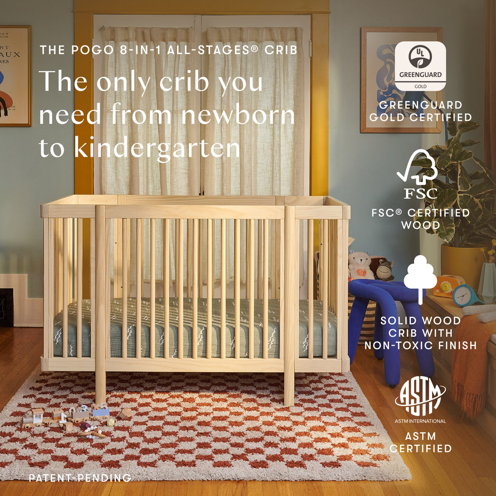 Pogo 8-in-1 Convertible Crib with All-Stages Conversion Kits in Blonde