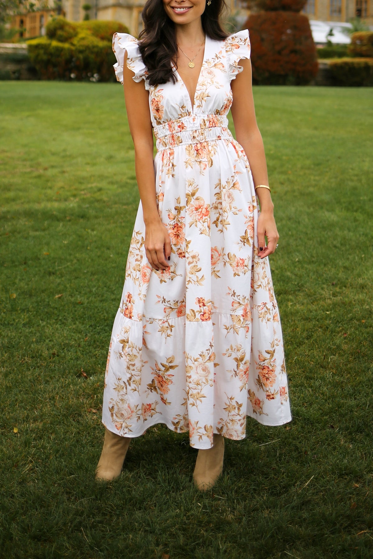 West Village Dress in Peach Floral