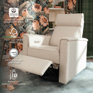 Willa Plus Power Glider Recliner w/ Power Headrest in Performance Beach Eco-Weave
