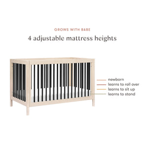 Gelato 4-in-1 Convertible Crib with Toddler Bed Conversion Kit in Washed Natural & Black