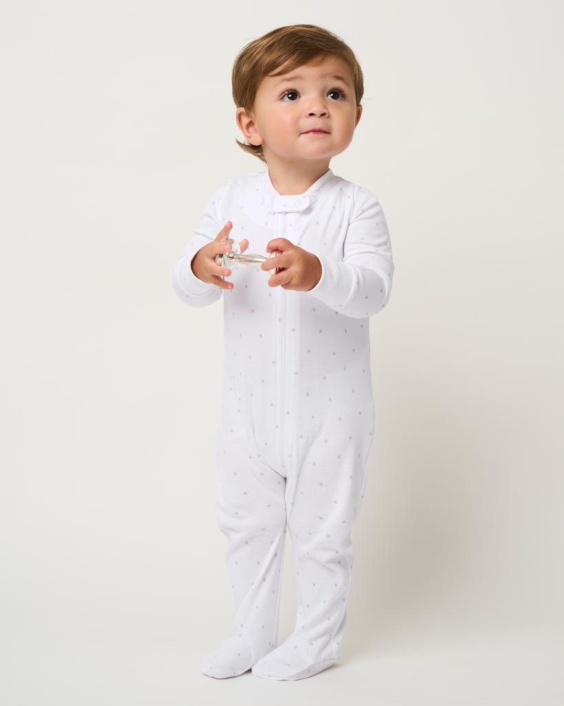 Baby’s Pima Snug Fit Romper in Gray Stars
