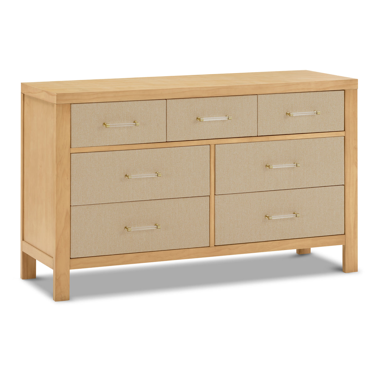 Eloise 7-Drawer Assembled Dresser in Honey and Performance Sand Eco-Weave
