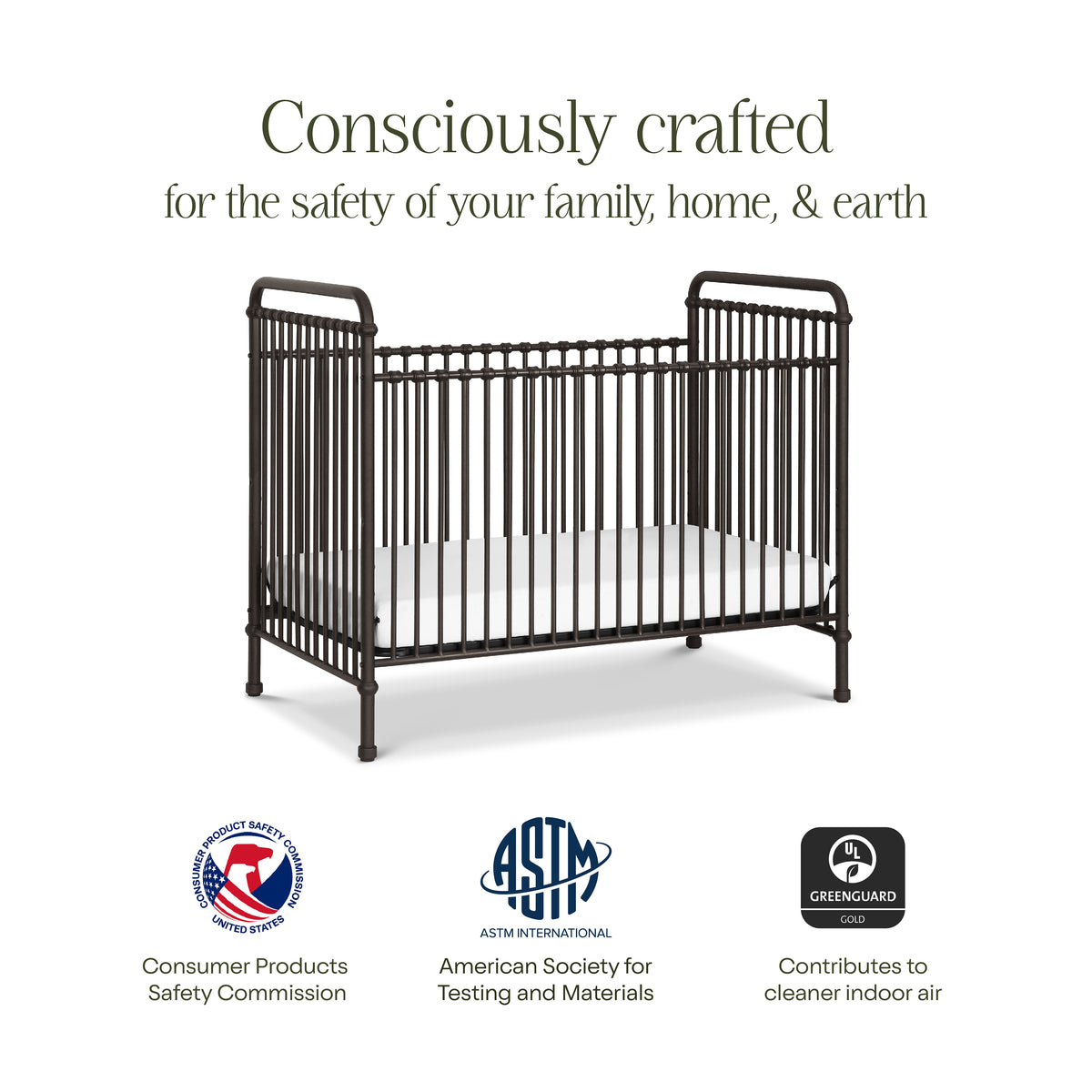 Abigail 3-in-1 Convertible Crib in Vintage Iron