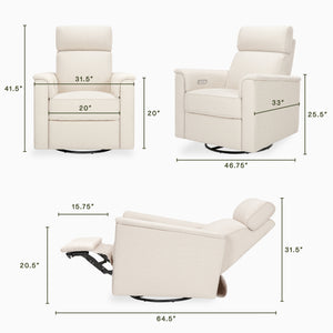 Willa Plus Power Glider Recliner w/ Power Headrest in Performance Ivory Boucle