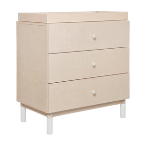 Gelato 3-Drawer Changer Dresser with Removable Changing Tray in Washed Natural & White