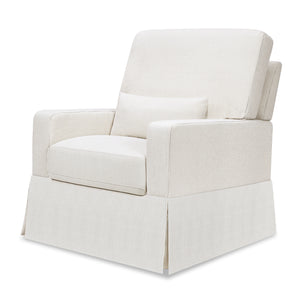 Crawford Pillowback Comfort Swivel Glider in Fog Chatham Stripe Performance Eco-Weave
