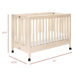 Maki Portable Folding Crib with Toddler Bed Conversion Kit in Washed Natural