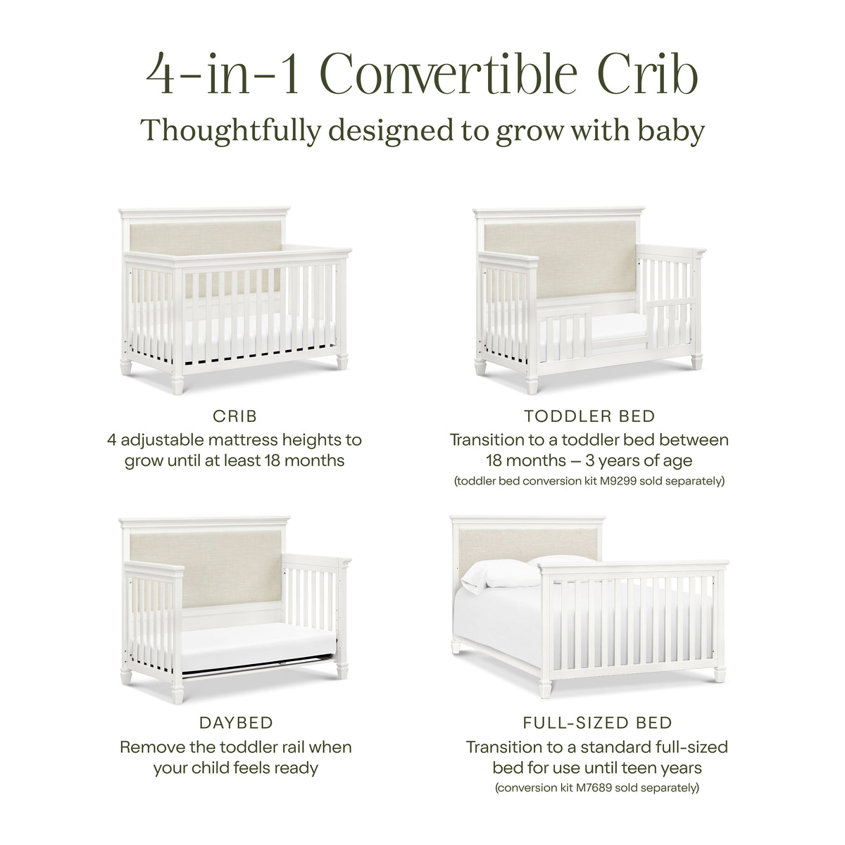 Darlington 4-in-1 Convertible Crib in Warm White