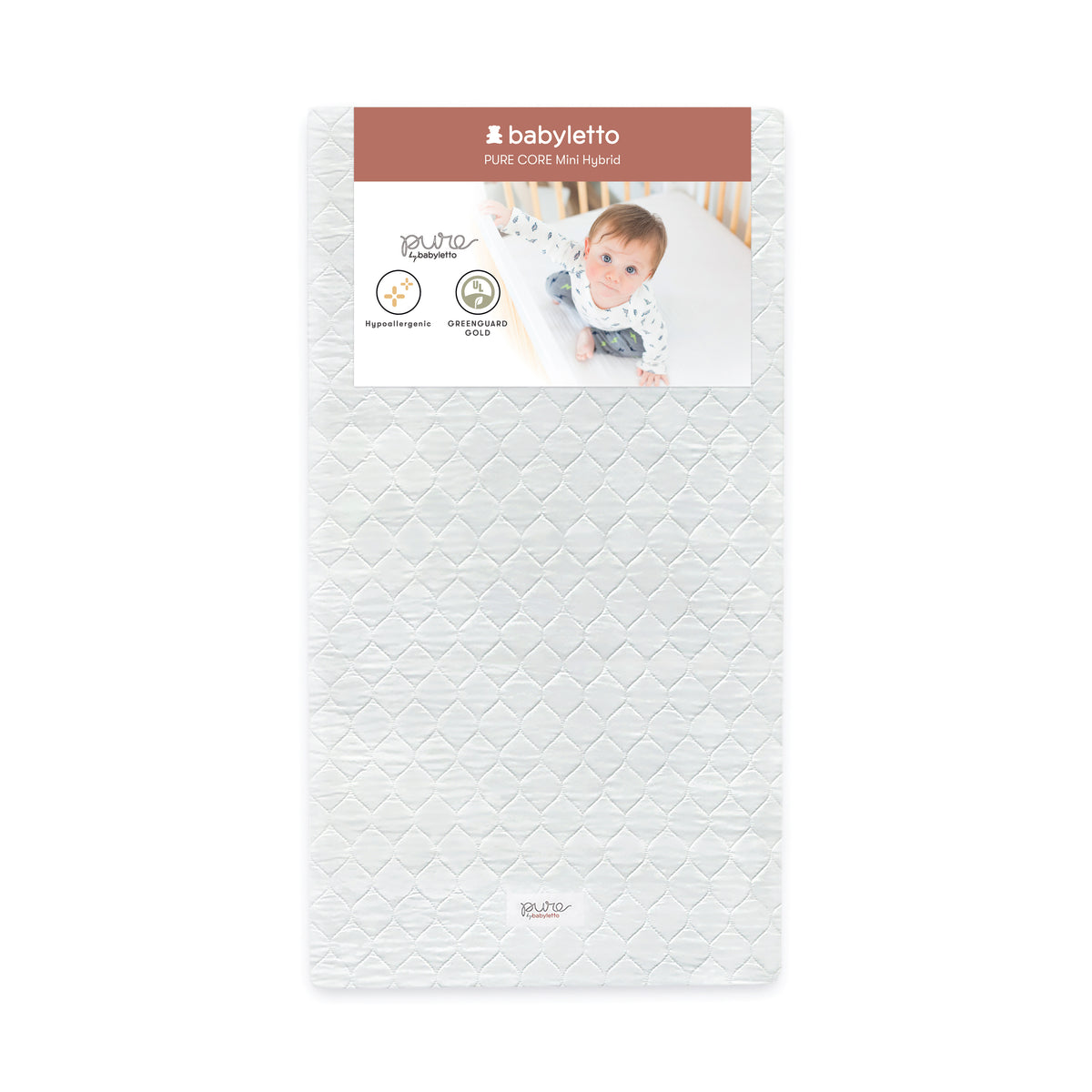Pure Core Mini Crib Mattress with Hybrid Quilted Waterproof Cover Lightweight in White