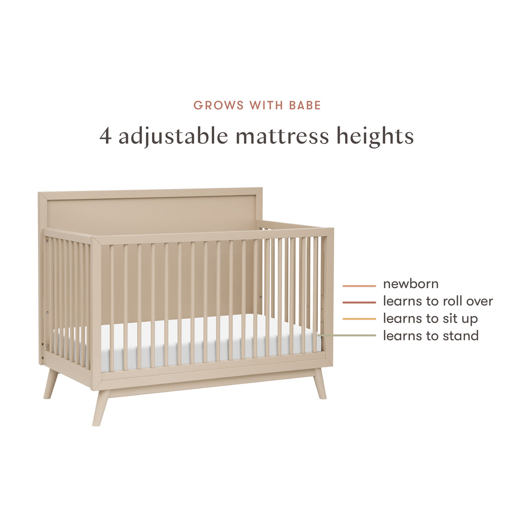 Palma 4-in-1 Convertible Crib with Toddler Bed Conversion Kit in Taupe
