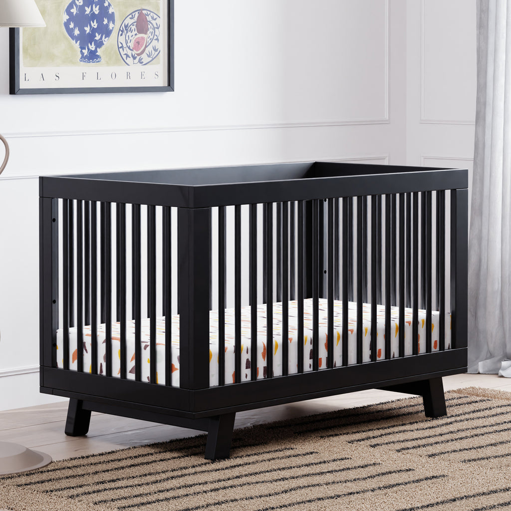 Hudson 3-in-1 Convertible Crib with Toddler Bed Conversion Kit in Black