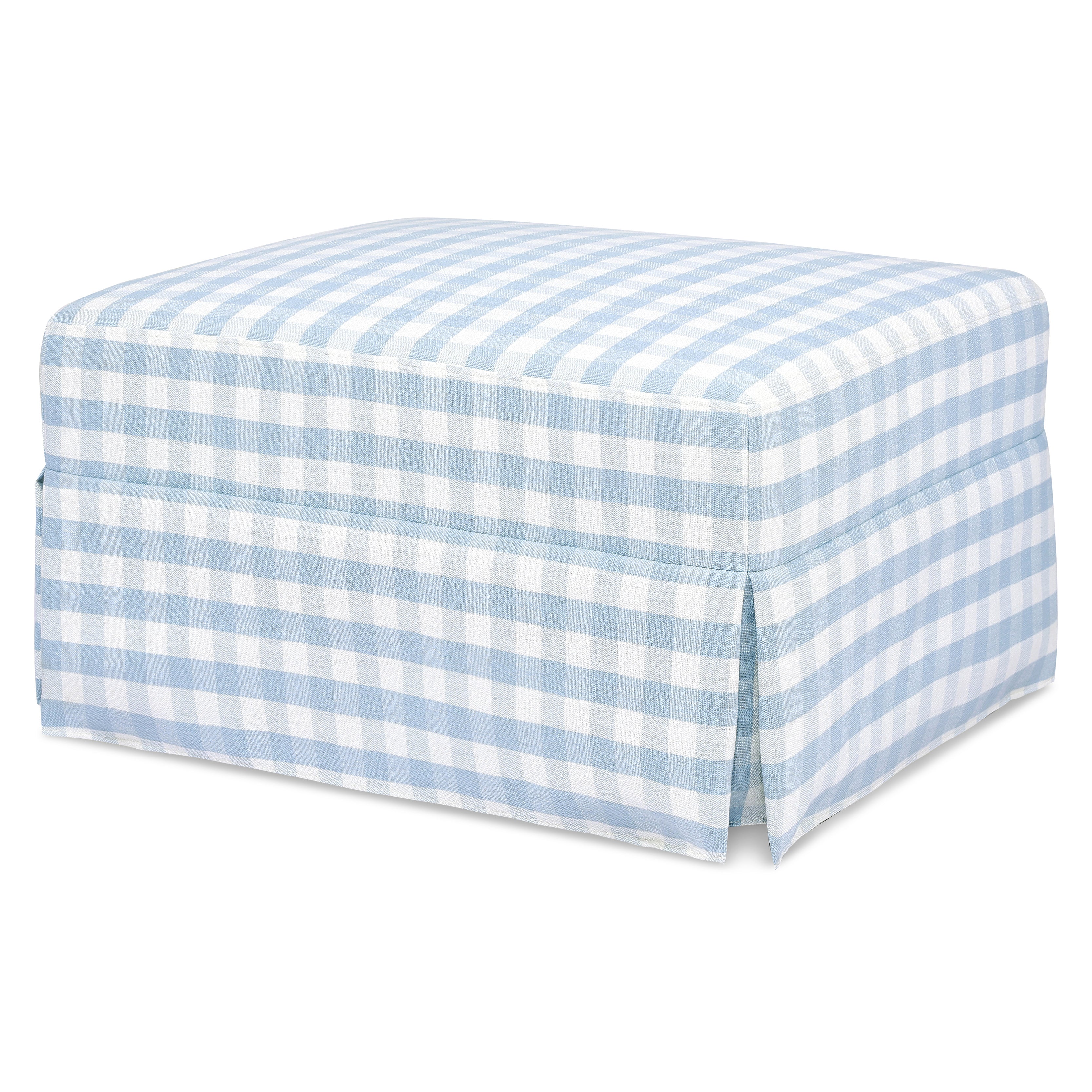 Crawford Gliding Ottoman in Blue Gingham
