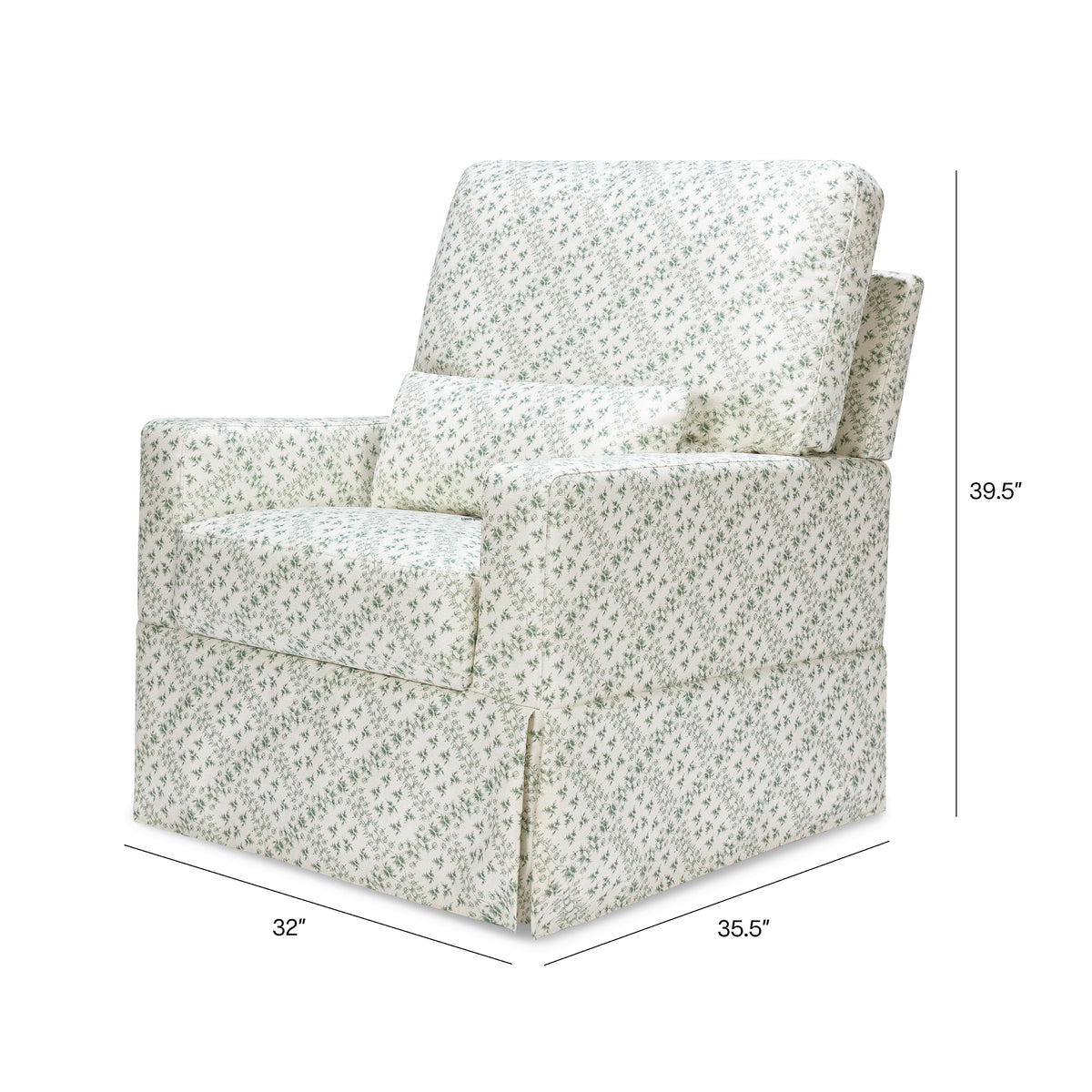 Sarah Flint x Namesake Crawford Swivel Glider in Eco-Performance Fabric | Water Repellent & Stain Resistant in Green Lattice Performance Eco-Weave