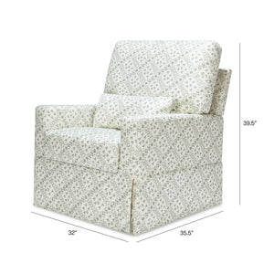 Sarah Flint x Namesake Crawford Swivel Glider in Eco-Performance Fabric | Water Repellent & Stain Resistant in Green Lattice Performance Eco-Weave