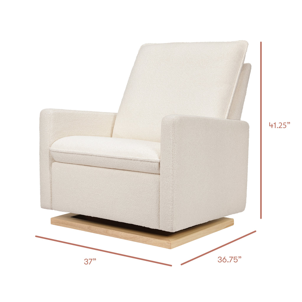 Cali Pillowback Chair and a Half Glider in Fleece in Chantilly Fleece with Light Wood Base