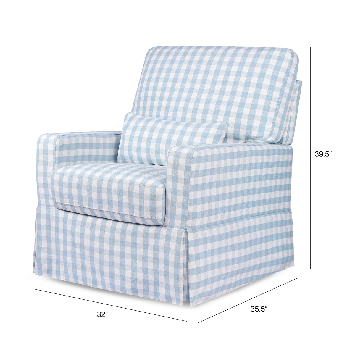Crawford Pillowback Comfort Swivel Glider in Blue Gingham