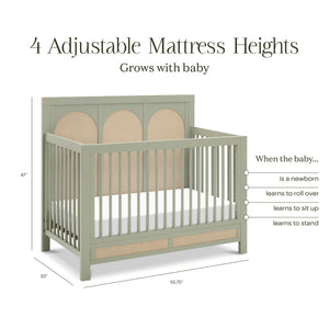 Eloise 4-in-1 Convertible Crib in French Sage and Performance Sand Eco-Weave
