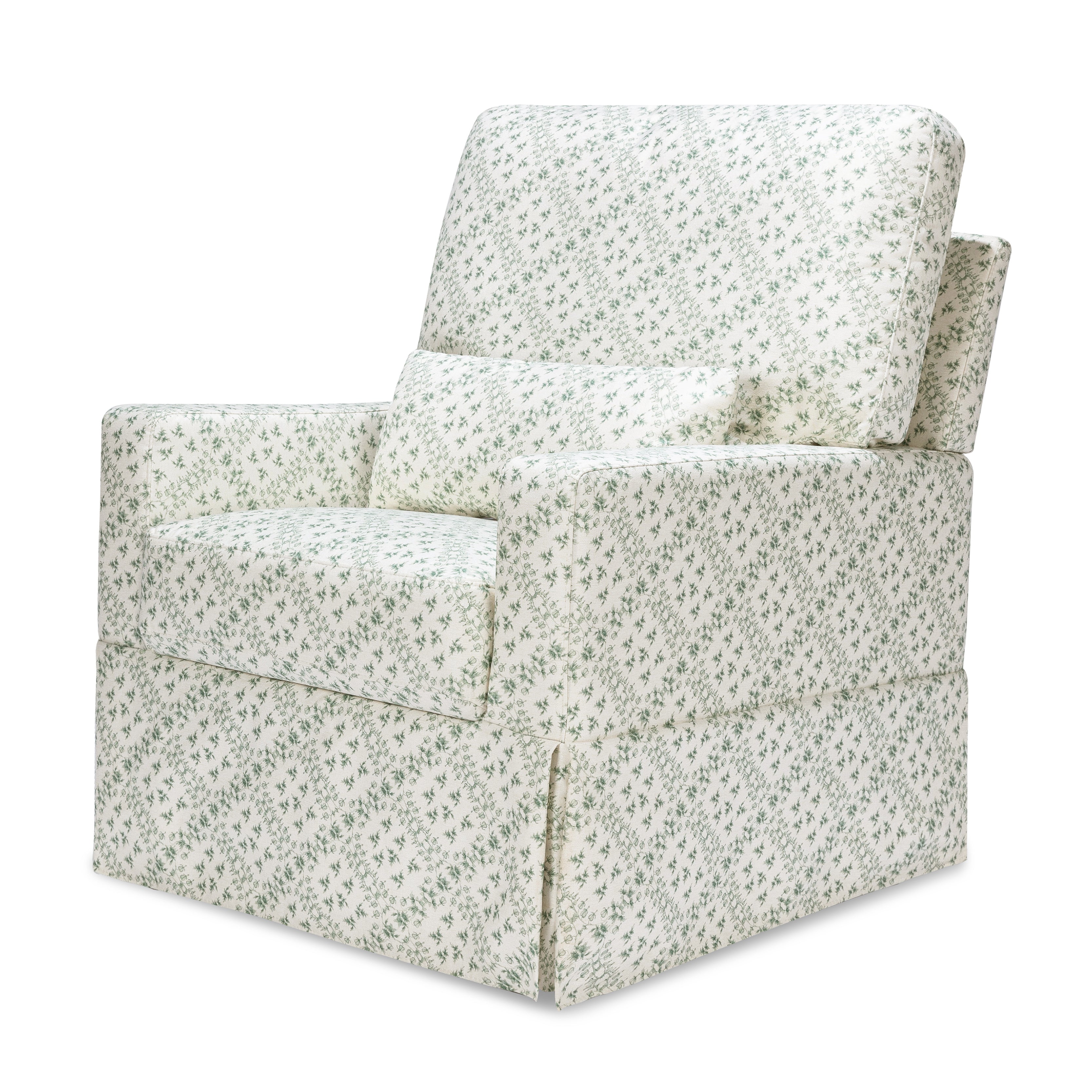 Sarah Flint x Namesake Crawford Swivel Glider in Eco-Performance Fabric | Water Repellent & Stain Resistant in Green Lattice Performance Eco-Weave
