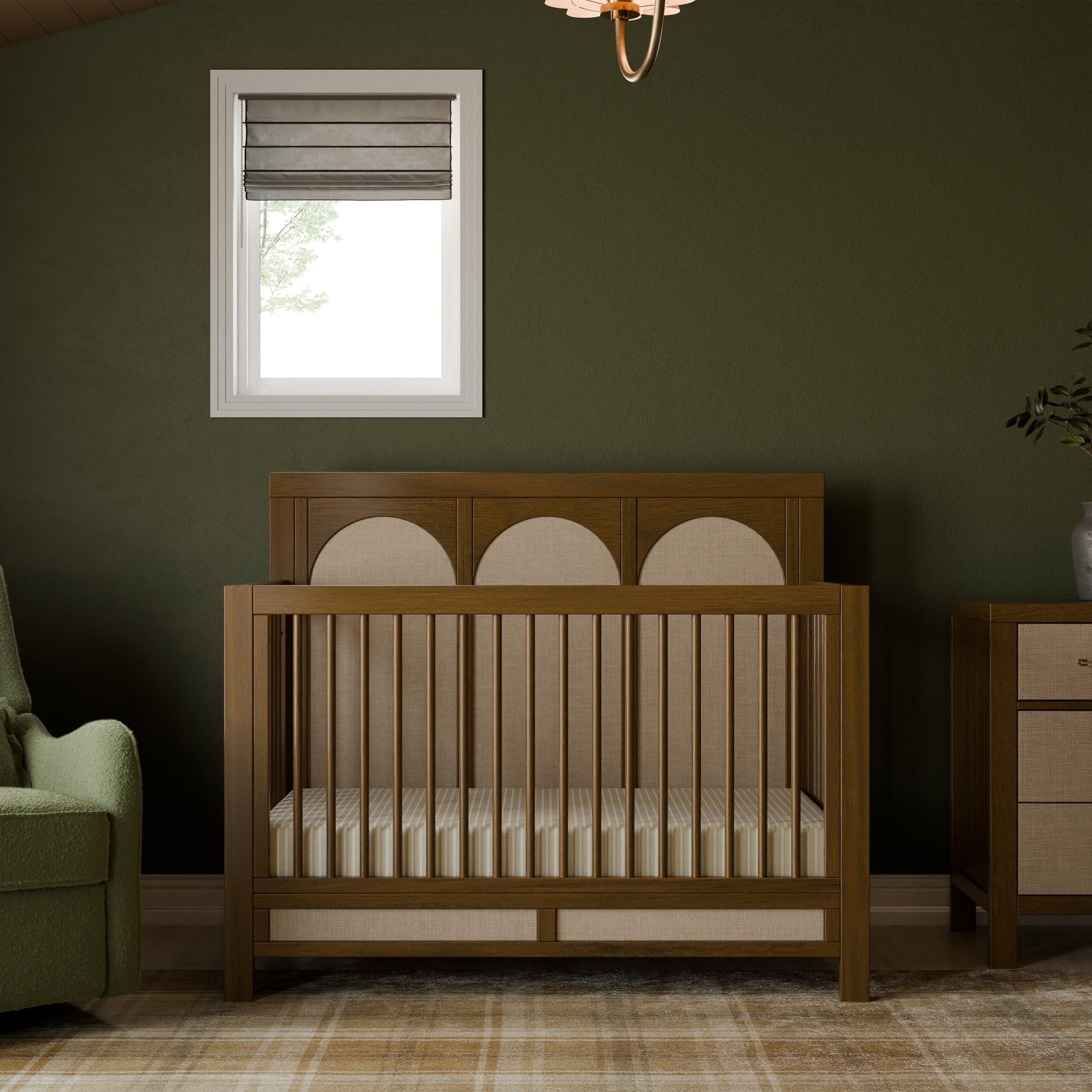 Eloise 4-in-1 Convertible Crib in Natural Walnut & Performance Sand Eco-Weave