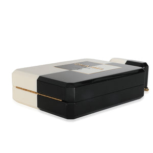 Chanel White Black Plexiglass Perfume Bottle Clutch