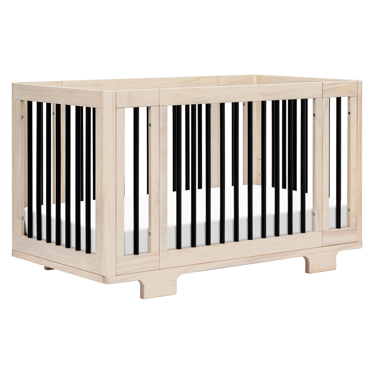 Yuzu 8-in-1 Convertible Crib with All-Stages Conversion Kits in Washed Natural & Black