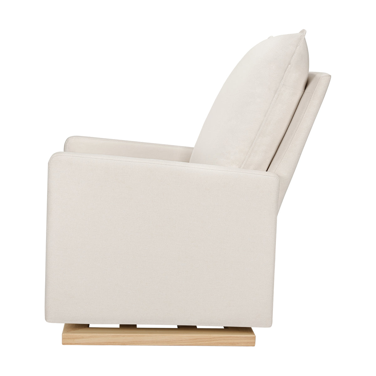 Cali Pillowback Chair and a Half Glider in Eco-Performance Fabric | Water Repellent & Stain Resistant in Performance Cream Eco-Weave with Light Wood Base