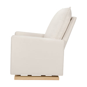 Cali Pillowback Chair and a Half Glider in Eco-Performance Fabric | Water Repellent & Stain Resistant in Performance Cream Eco-Weave with Light Wood Base