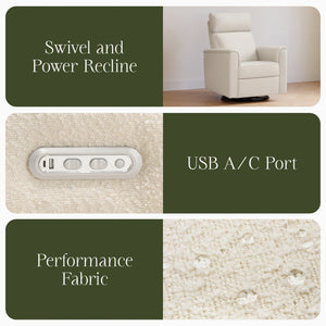 Willa Plus Power Glider Recliner w/ Power Headrest in Performance Ivory Boucle